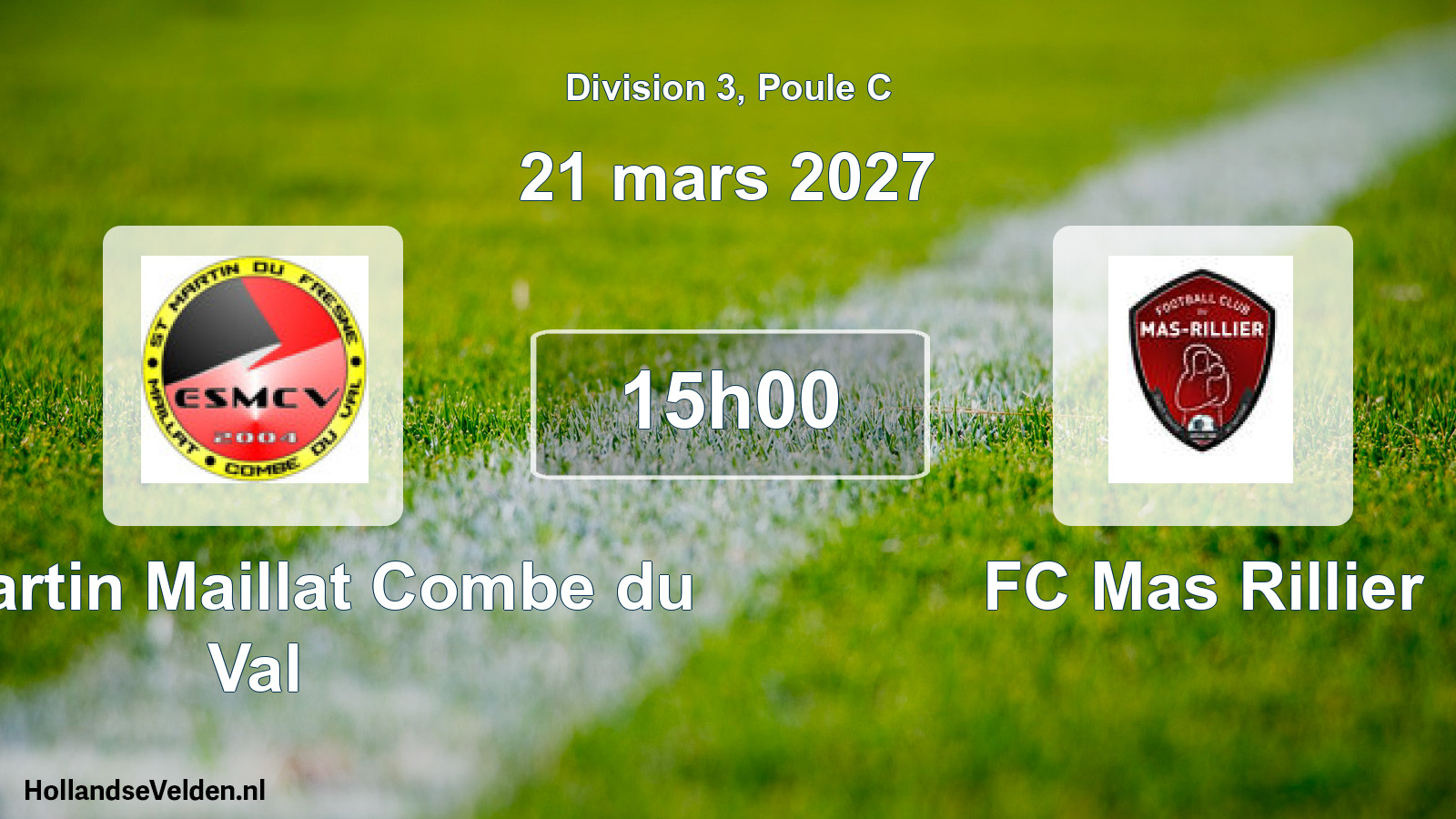 Match programmé: ES Martin Maillat Combe du Val - FC Mas Rillier (21 mars 2027)