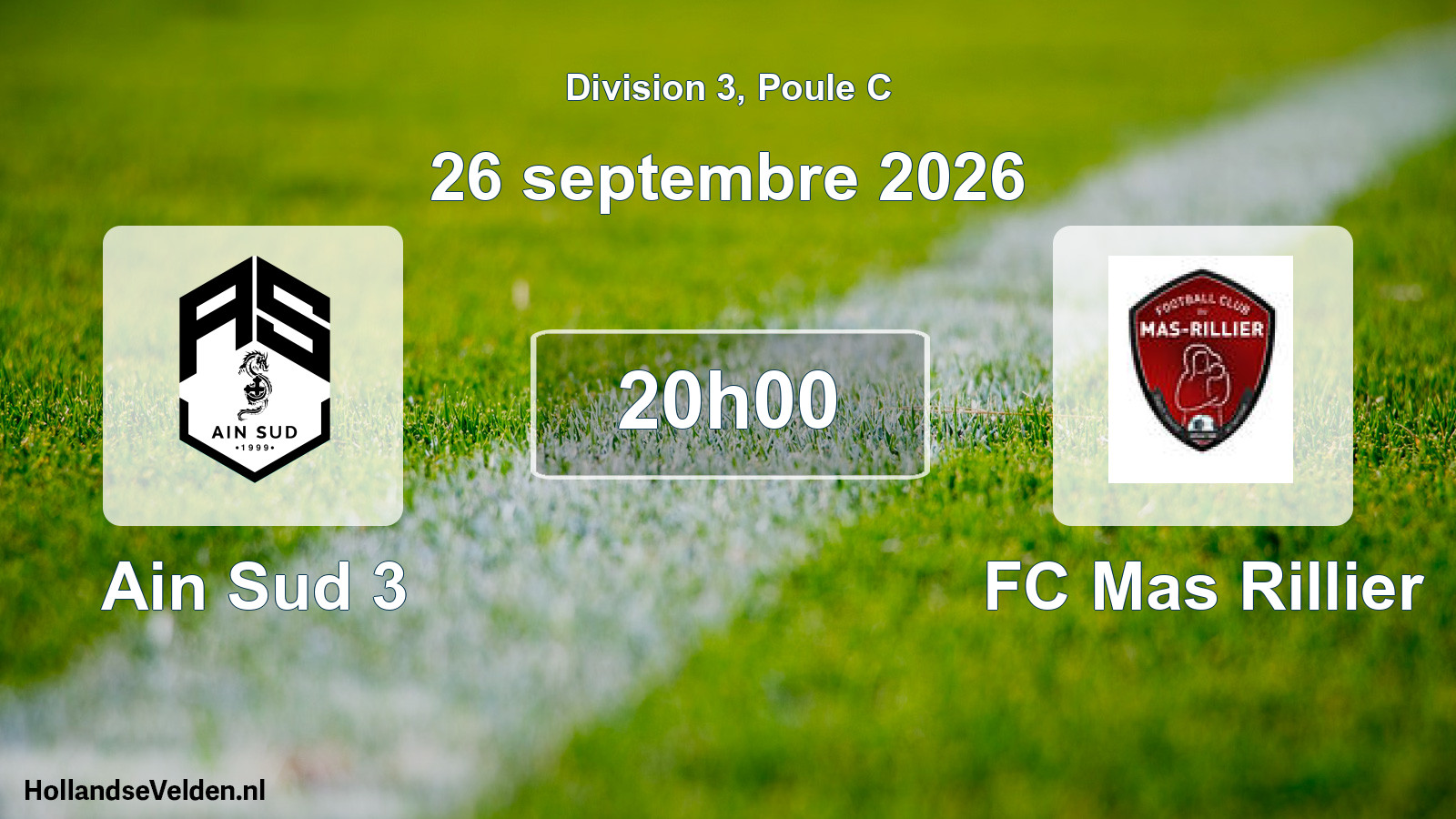 Match programmé: Ain Sud 3 - FC Mas Rillier (26 septembre 2026)