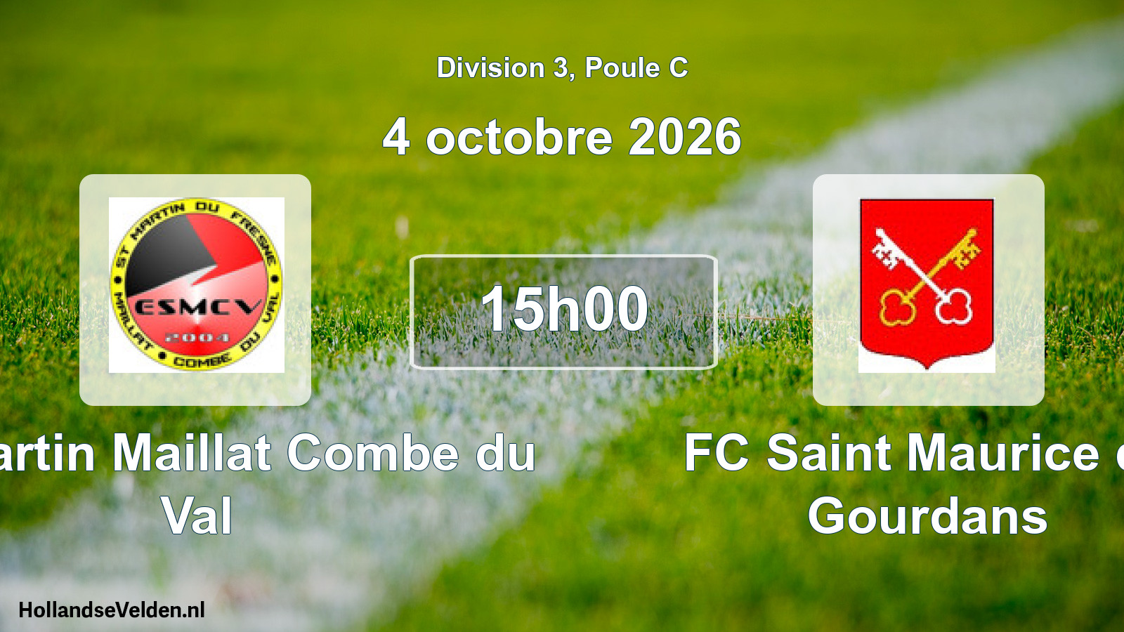Match programmé: ES Martin Maillat Combe du Val - FC Saint Maurice de Gourdans (4 octobre 2026)
