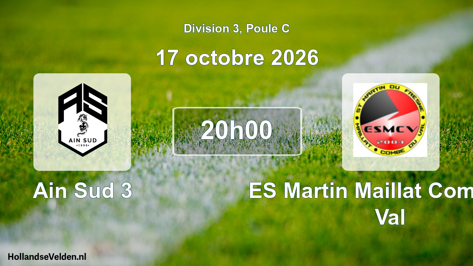 Match programmé: Ain Sud 3 - ES Martin Maillat Combe du Val (17 octobre 2026)