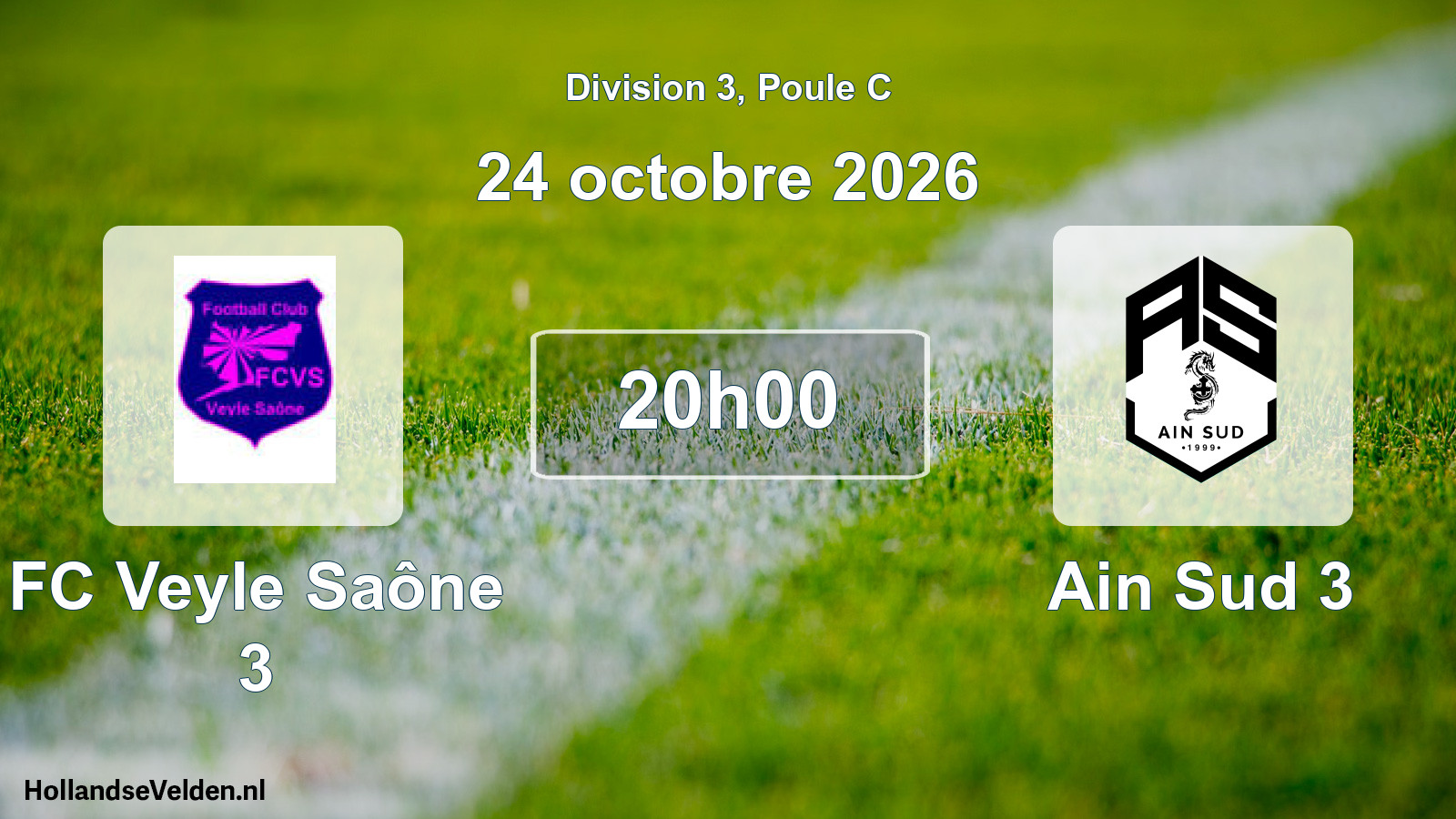 Match programmé: FC Veyle Saône 3 - Ain Sud 3 (24 octobre 2026)