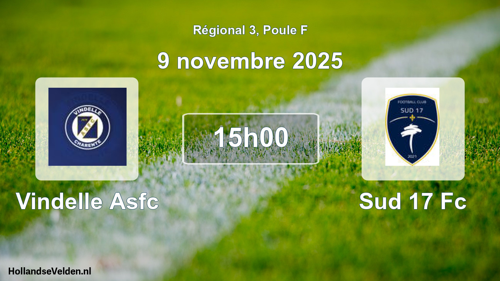 Geplande wedstrijd: Vindelle Asfc - Sud 17 Fc (9 november 2025)