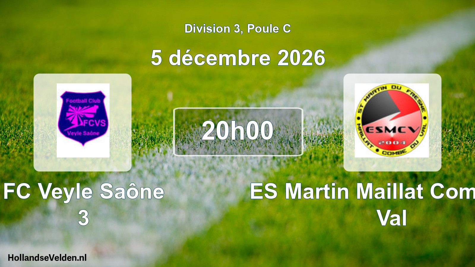 Match programmé: FC Veyle Saône 3 - ES Martin Maillat Combe du Val (5 décembre 2026)