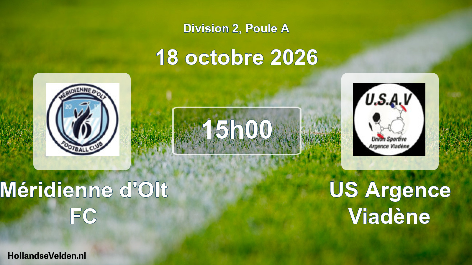 Match programmé: Méridienne d'Olt FC - US Argence Viadène (18 octobre 2026)