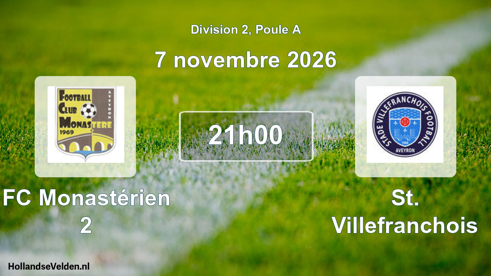 Match programmé: FC Monastérien 2 - St. Villefranchois (7 novembre 2026)