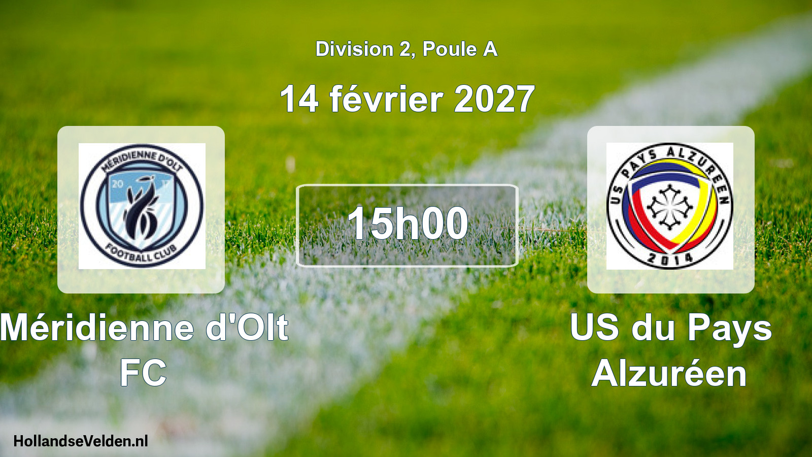 Match programmé: Méridienne d'Olt FC - US du Pays Alzuréen (14 février 2027)