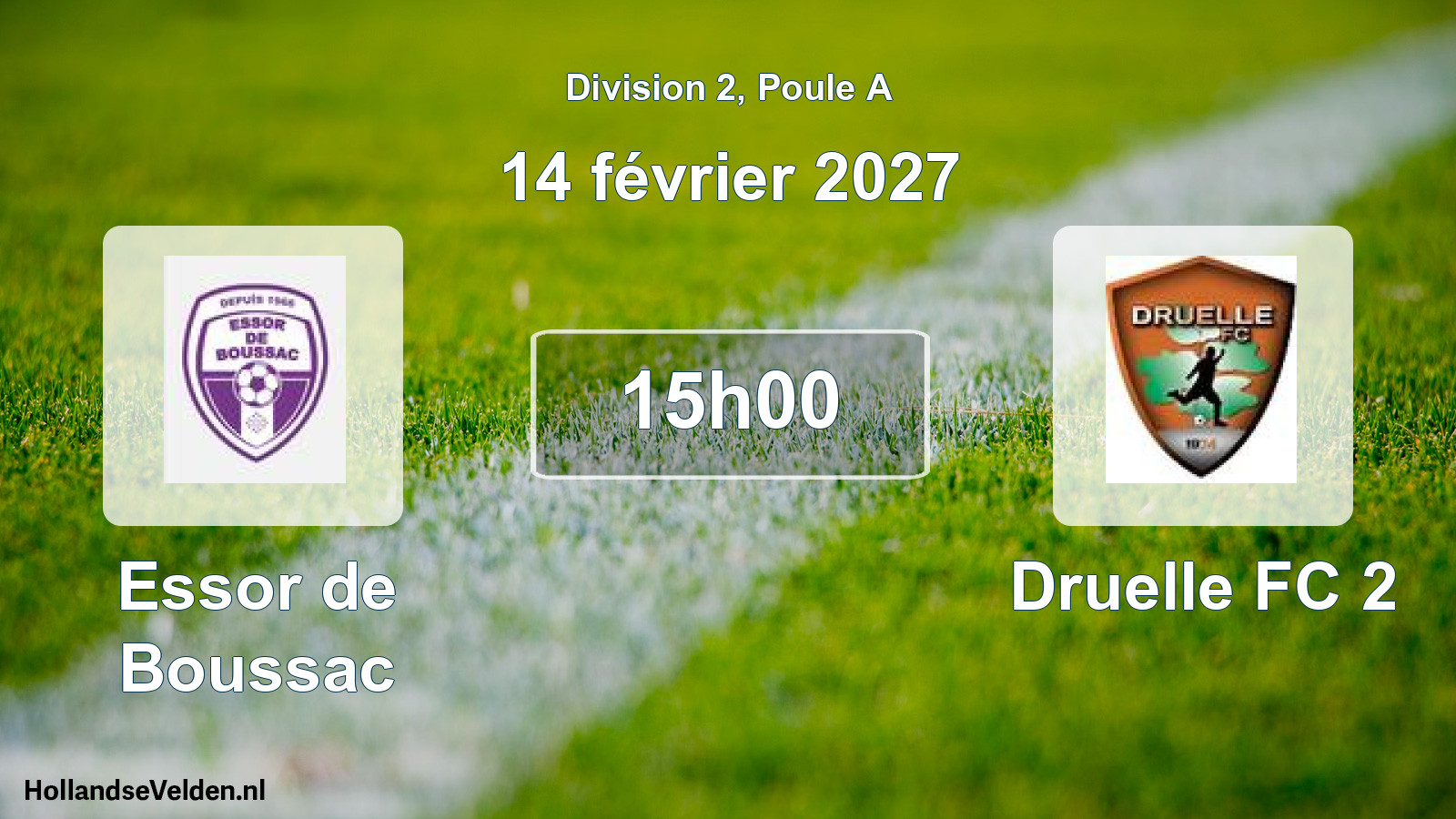 Match programmé: Essor de Boussac - Druelle FC 2 (14 février 2027)