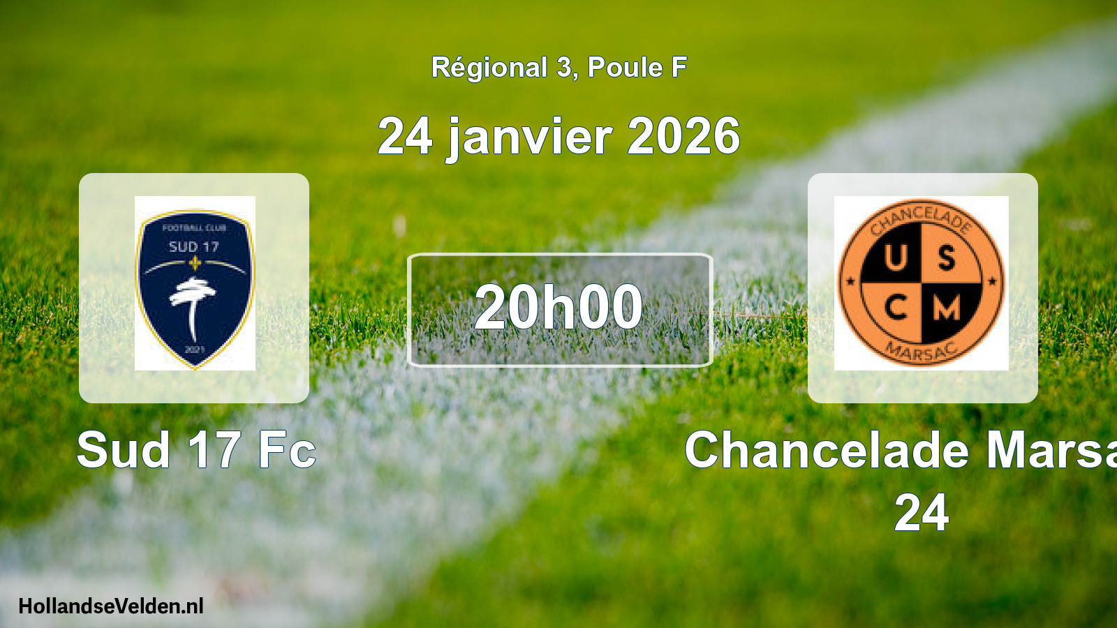 Geplande wedstrijd: Sud 17 Fc - Chancelade Marsac 24 (24 janvier 2026)
