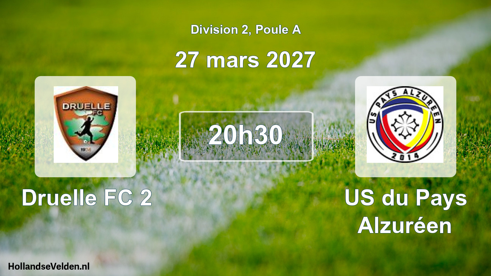 Match programmé: Druelle FC 2 - US du Pays Alzuréen (27 mars 2027)