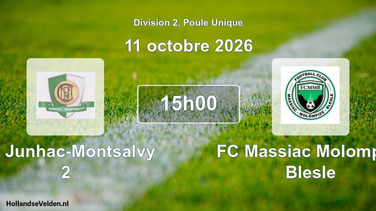 Match programmé: FC Junhac-Montsalvy 2 - FC Massiac Molompize Blesle (11 octobre 2026)