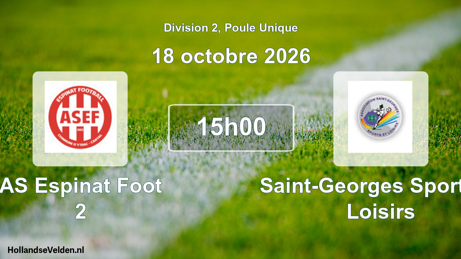 Match programmé: AS Espinat Foot 2 - Saint-Georges Sports et Loisirs (18 octobre 2026)