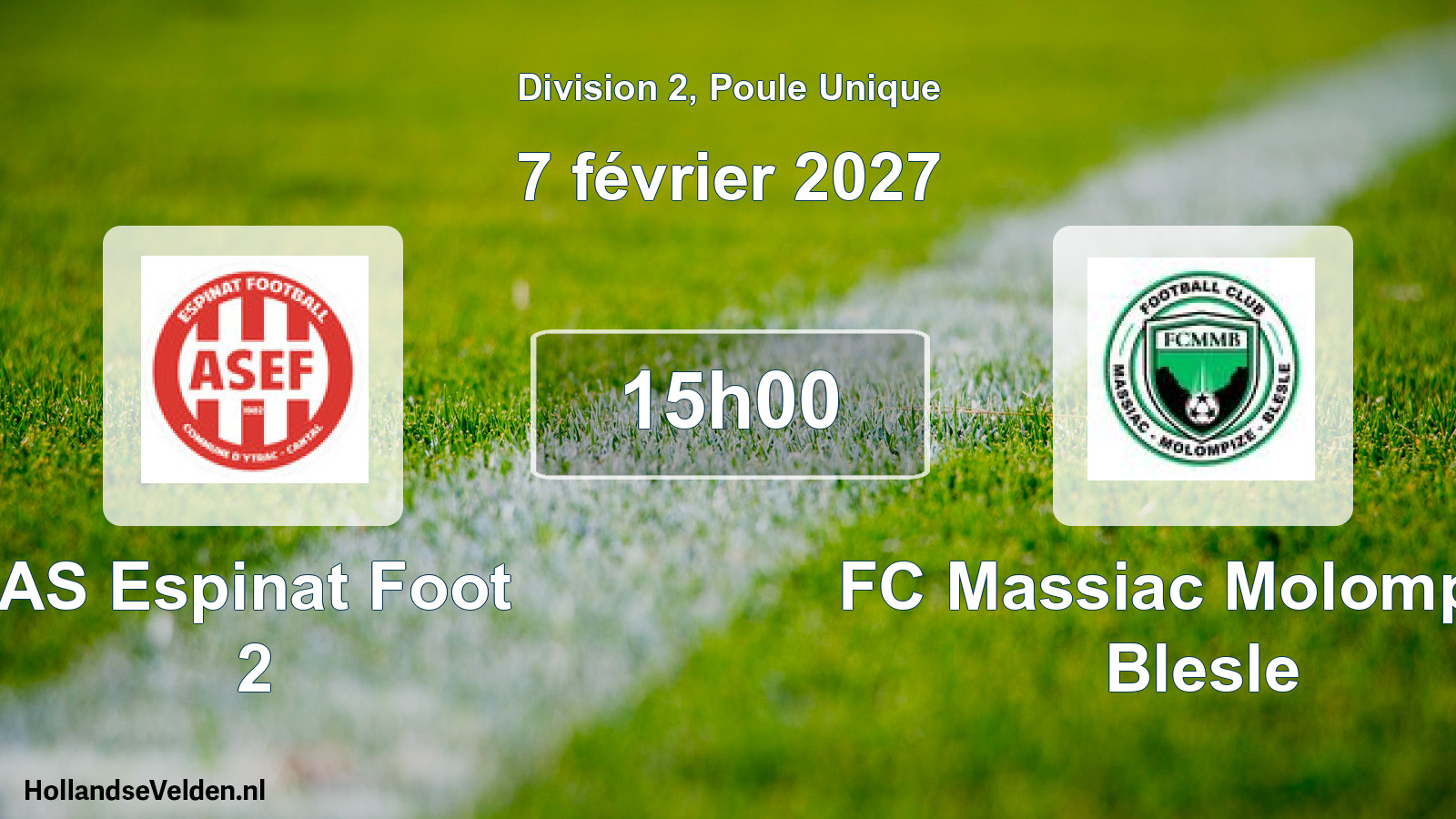 Match programmé: AS Espinat Foot 2 - FC Massiac Molompize Blesle (7 février 2027)