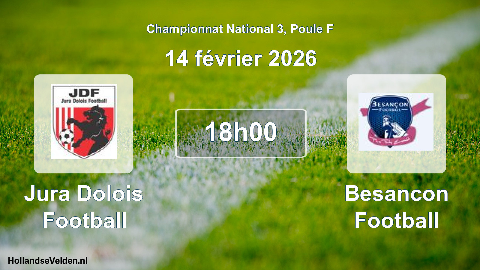 Geplande wedstrijd: Jura Dolois Football - Besancon Football (14 février 2026)