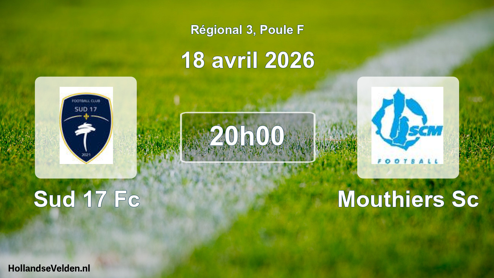 Geplande wedstrijd: Sud 17 Fc - Mouthiers Sc (18 avril 2026)