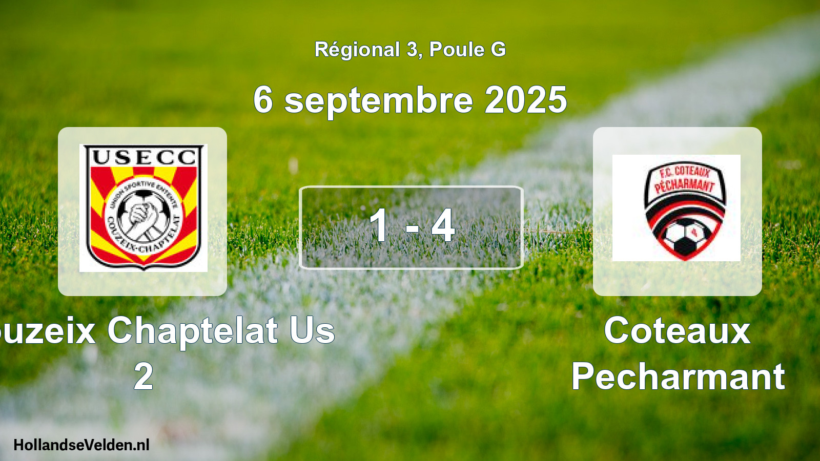 Gespeelde wedstrijd: Couzeix Chaptelat Us 2 - Coteaux Pecharmant 1 - 4 (6 septembre 2025)