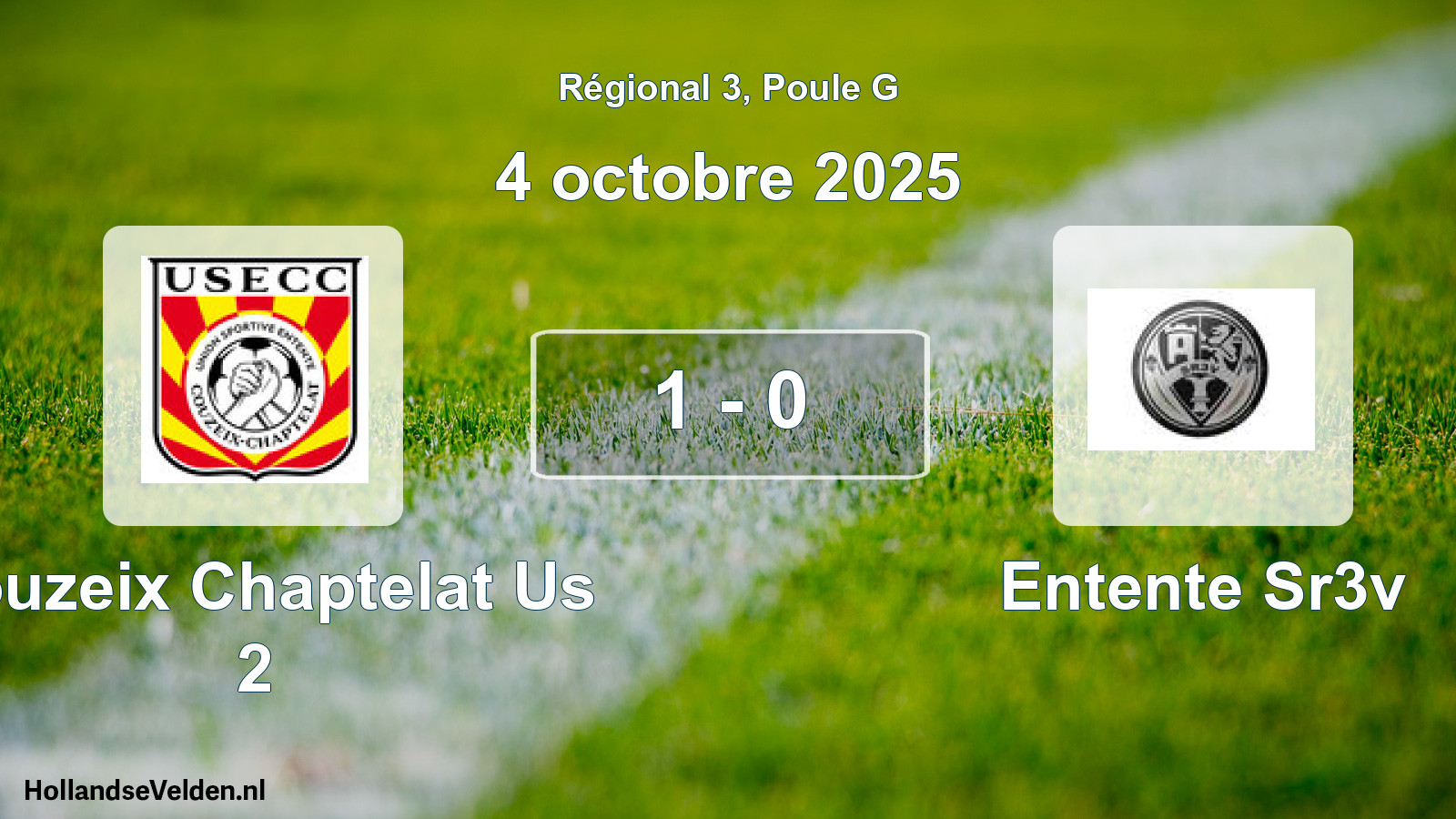 Gespeelde wedstrijd: Couzeix Chaptelat Us 2 - Entente Sr3v 1 - 0 (4 octobre 2025)