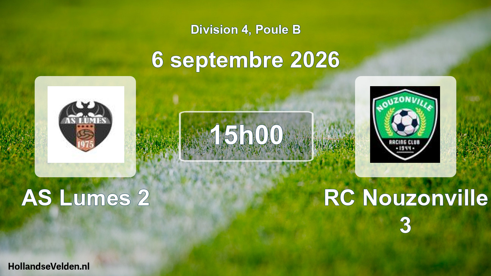 Match programmé: AS Lumes 2 - RC Nouzonville 3 (6 septembre 2026)