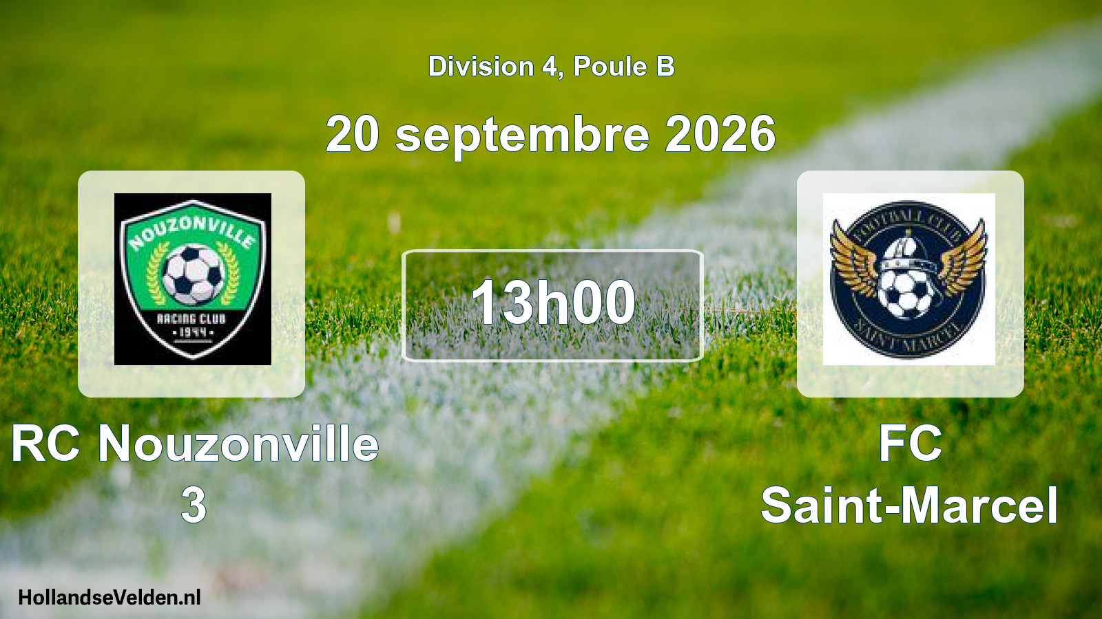 Match programmé: RC Nouzonville 3 - FC Saint-Marcel (20 septembre 2026)