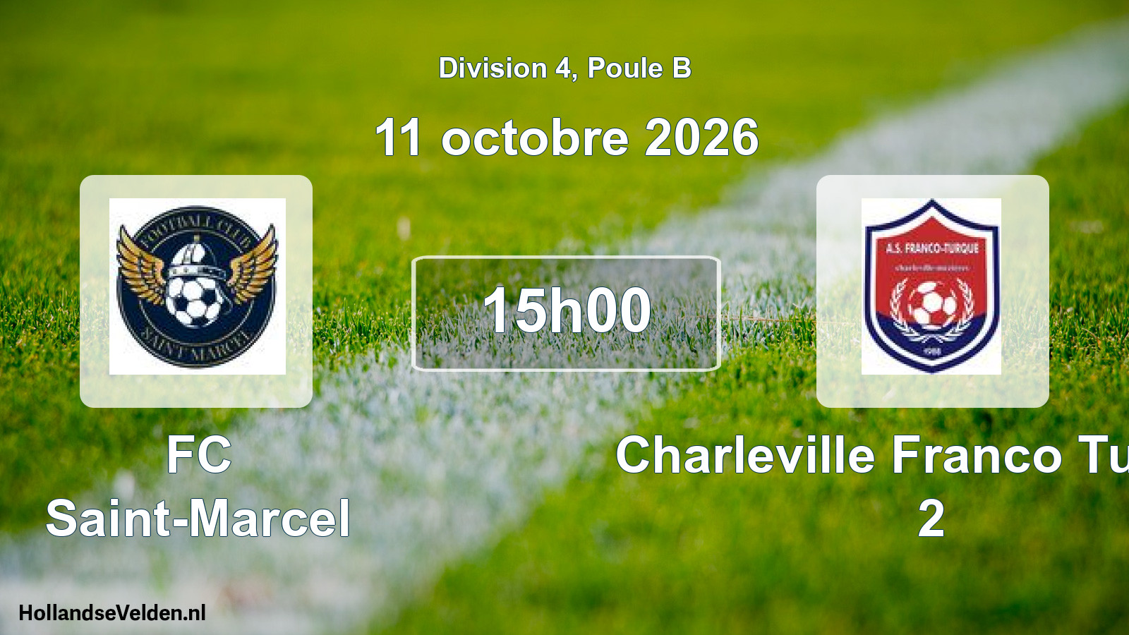 Match programmé: FC Saint-Marcel - Charleville Franco Turque 2 (11 octobre 2026)