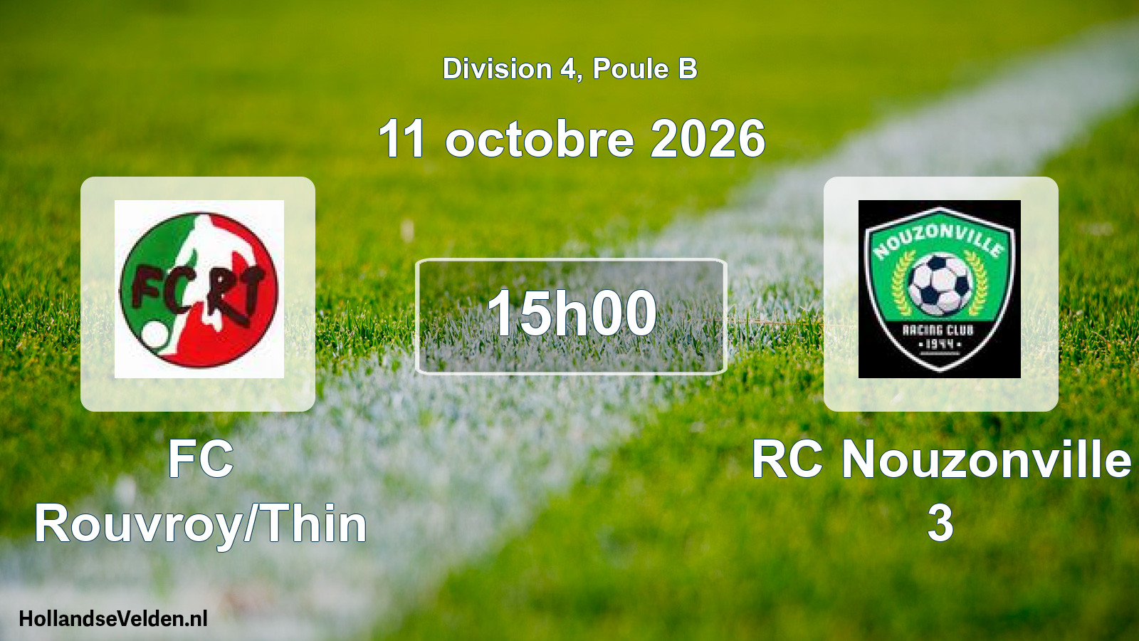 Match programmé: FC Rouvroy/Thin - RC Nouzonville 3 (11 octobre 2026)