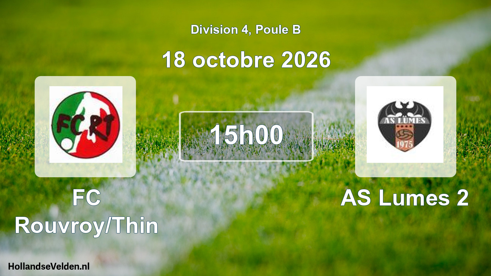 Match programmé: FC Rouvroy/Thin - AS Lumes 2 (18 octobre 2026)