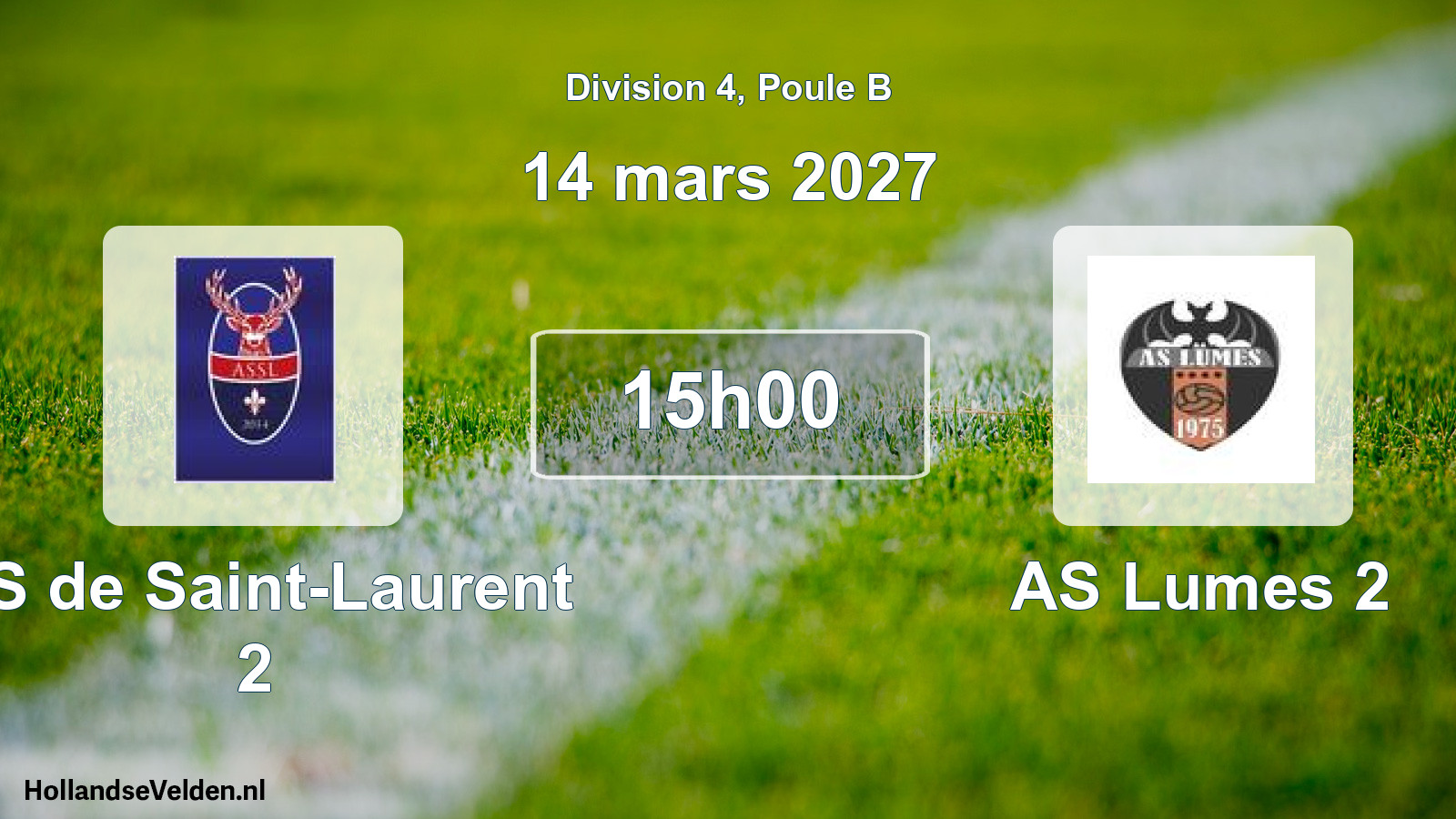 Match programmé: AS de Saint-Laurent 2 - AS Lumes 2 (14 mars 2027)