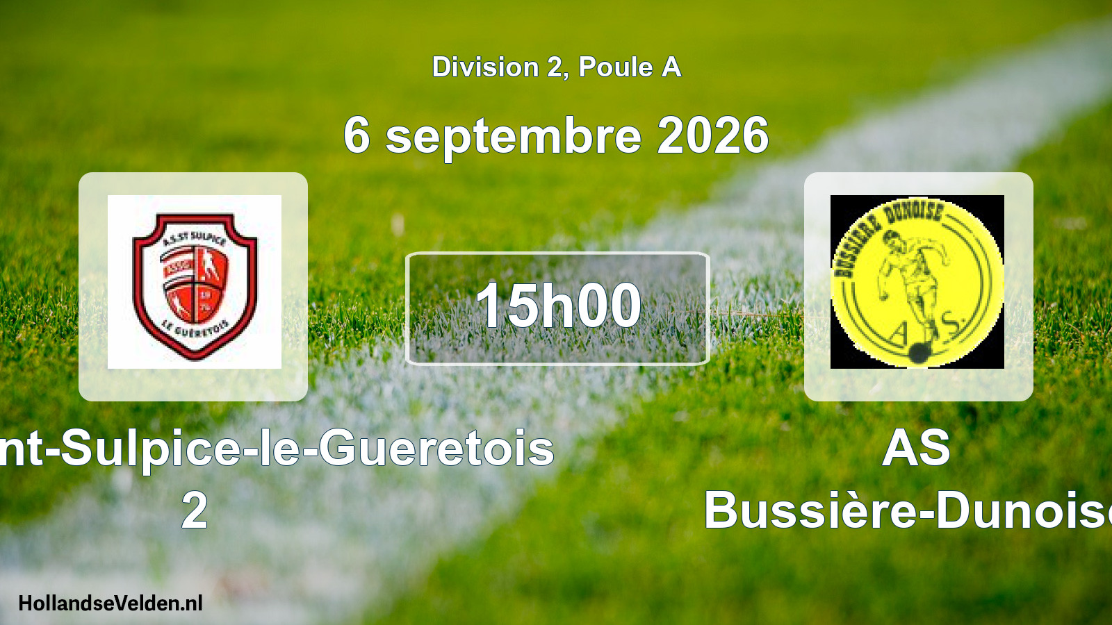 Scheduled Match: AS Saint-Sulpice-le-Gueretois 2 - AS Bussière-Dunoise (6 September 2026)