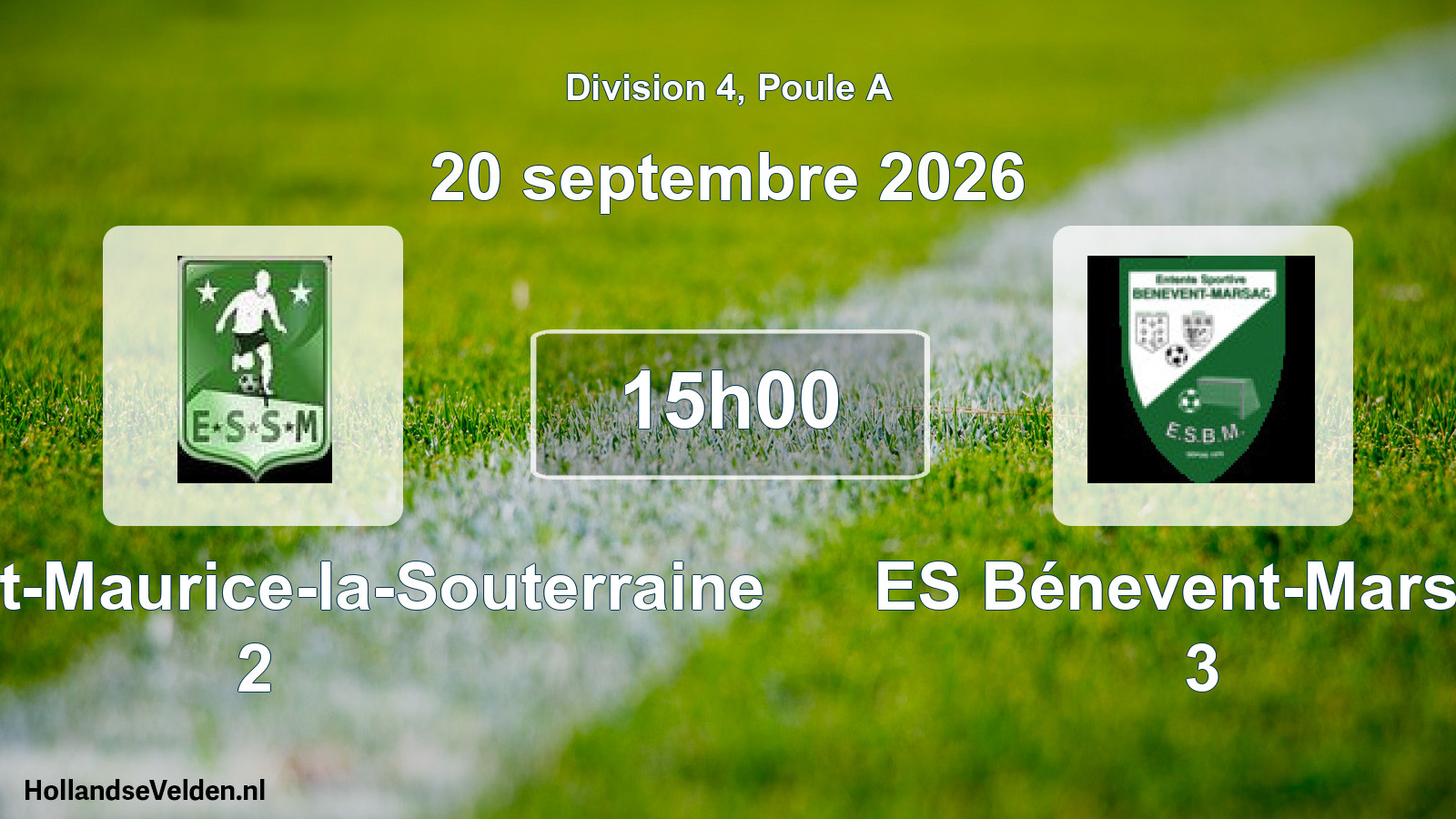 Geplande wedstrijd: ES Saint-Maurice-la-Souterraine 2 - ES Bénevent-Marsac 3 (20 september 2026)