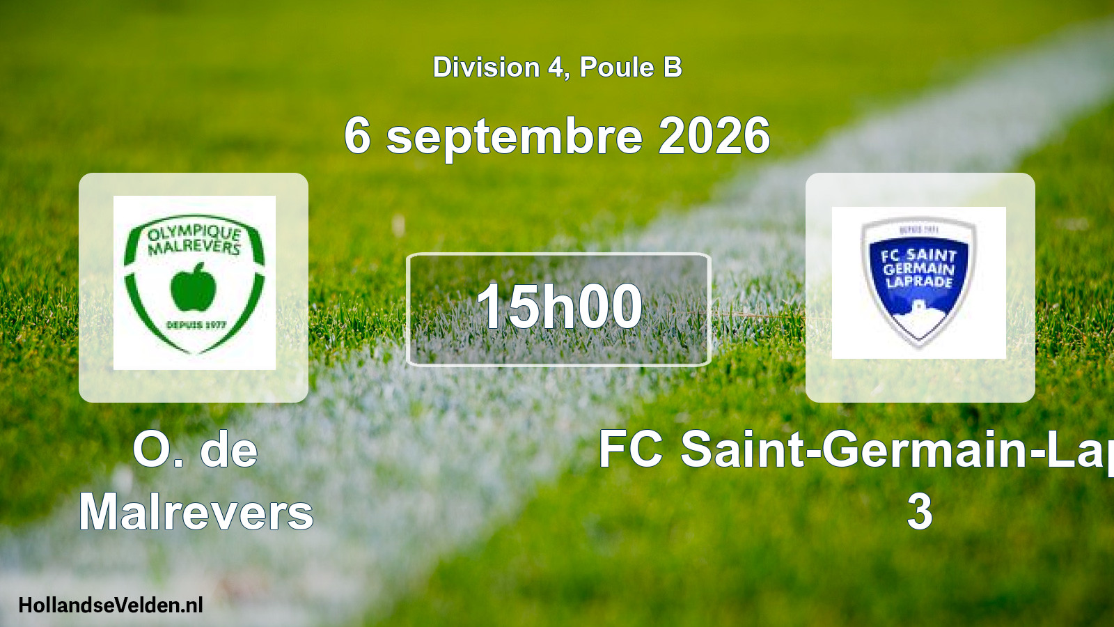 Scheduled Match: O. de Malrevers - FC Saint-Germain-Laprade 3 (6 September 2026)
