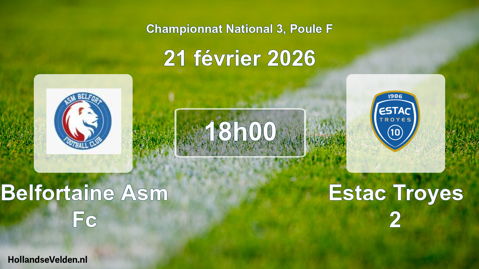 Geplande wedstrijd: Belfortaine Asm Fc - Estac Troyes 2 (21 februari 2026)