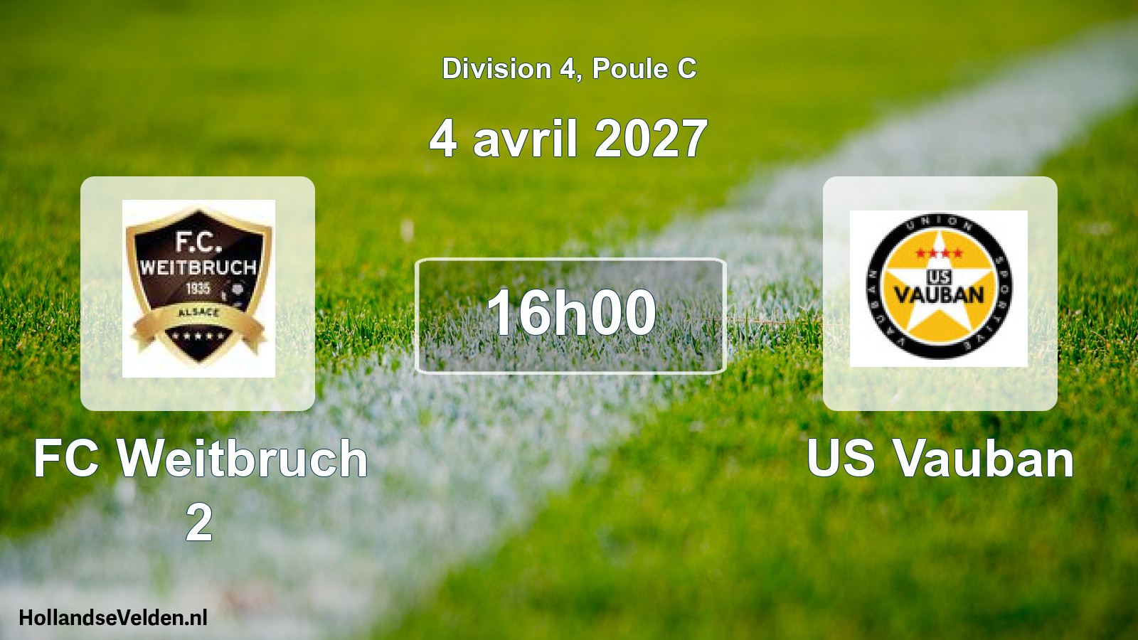 Match programmé: FC Weitbruch 2 - US Vauban (4 avril 2027)