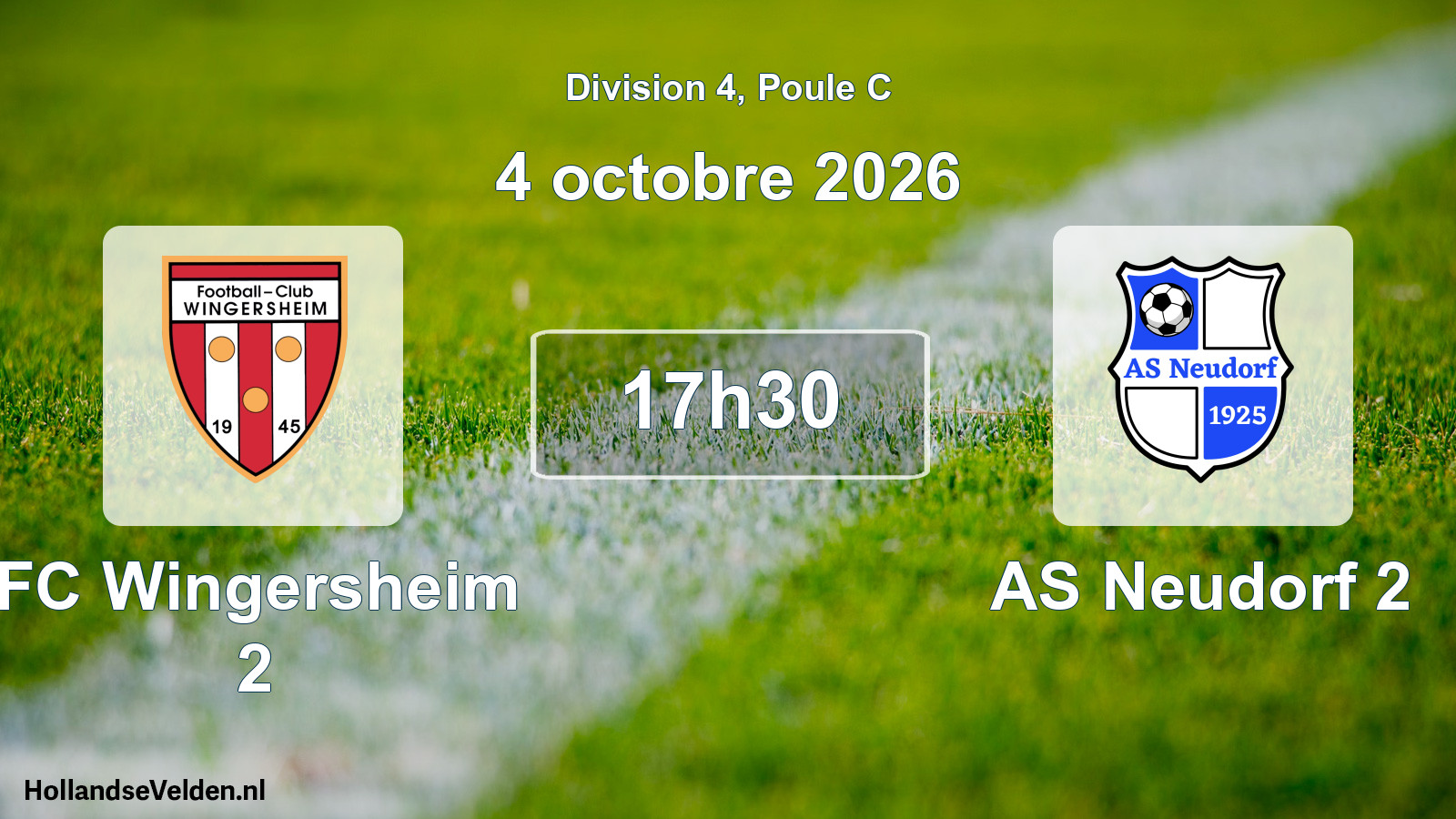 Match programmé: FC Wingersheim 2 - AS Neudorf 2 (4 octobre 2026)