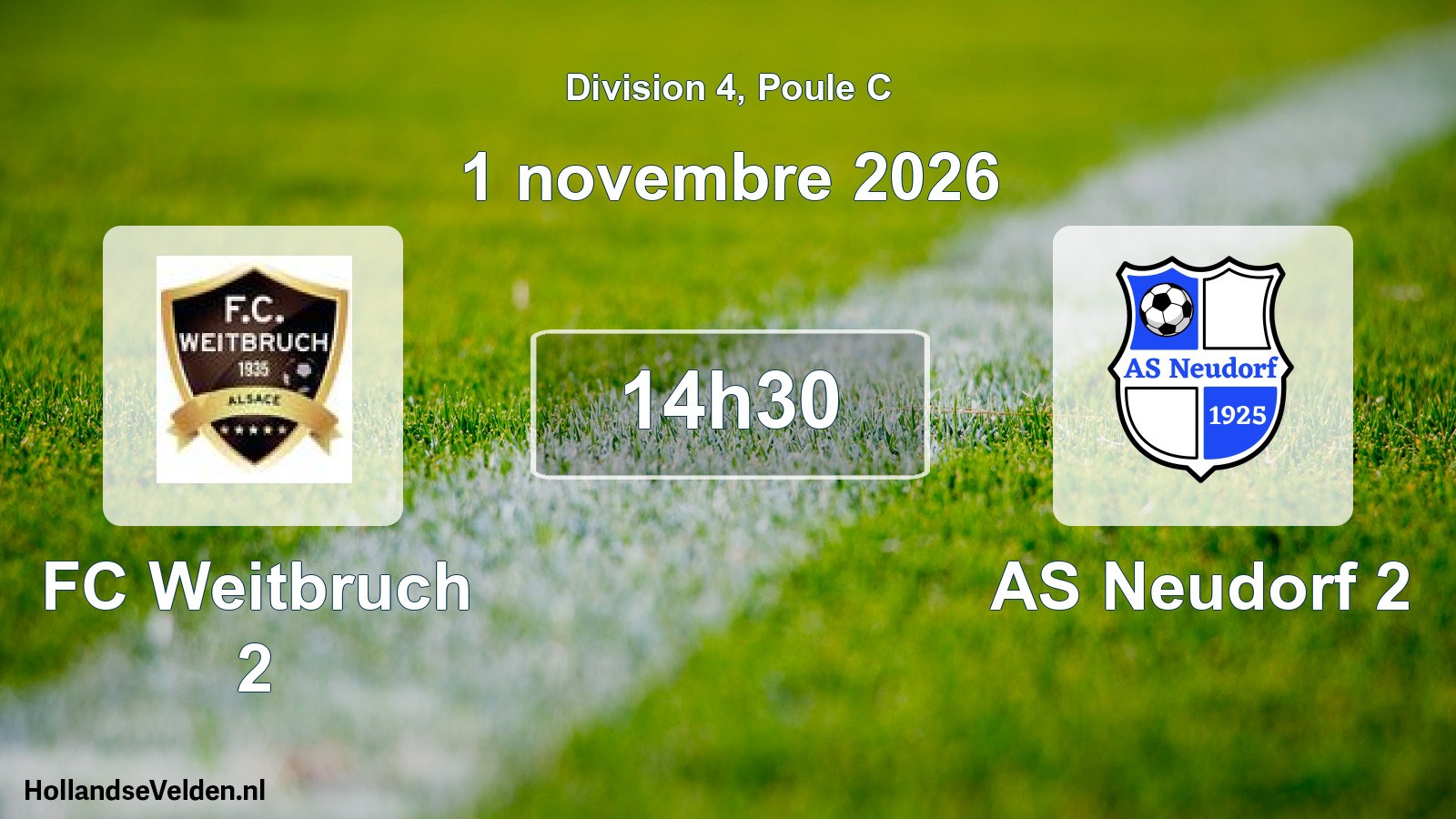 Match programmé: FC Weitbruch 2 - AS Neudorf 2 (1 novembre 2026)