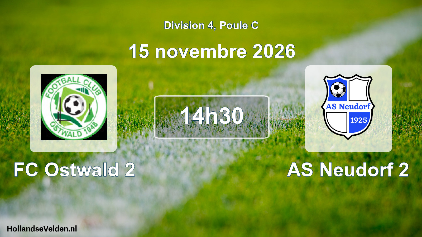 Match programmé: FC Ostwald 2 - AS Neudorf 2 (15 novembre 2026)