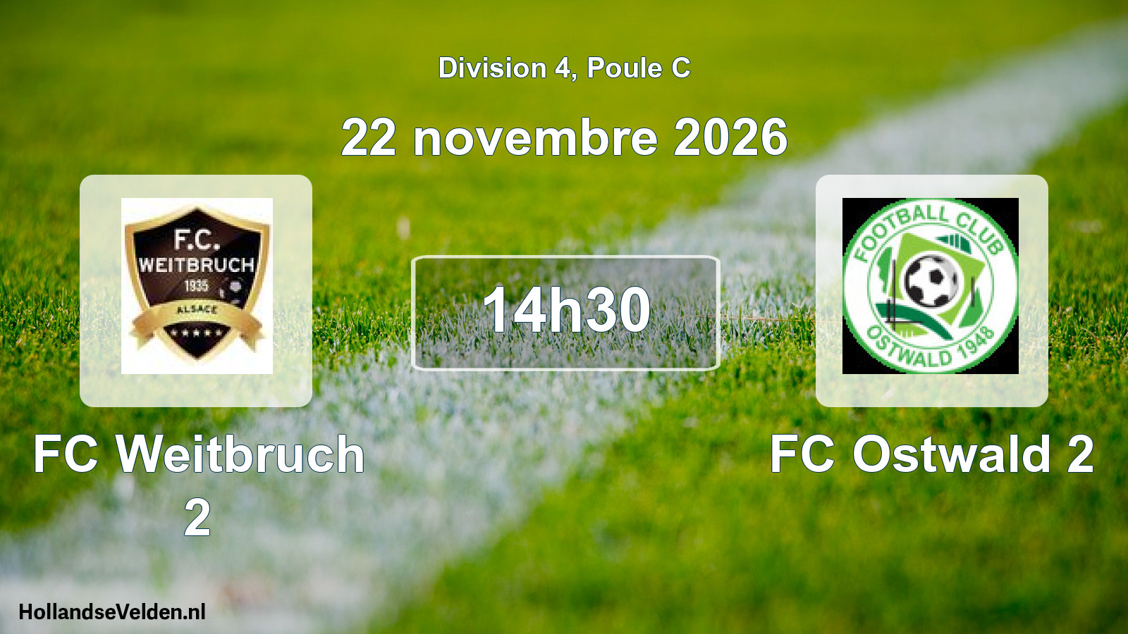 Match programmé: FC Weitbruch 2 - FC Ostwald 2 (22 novembre 2026)