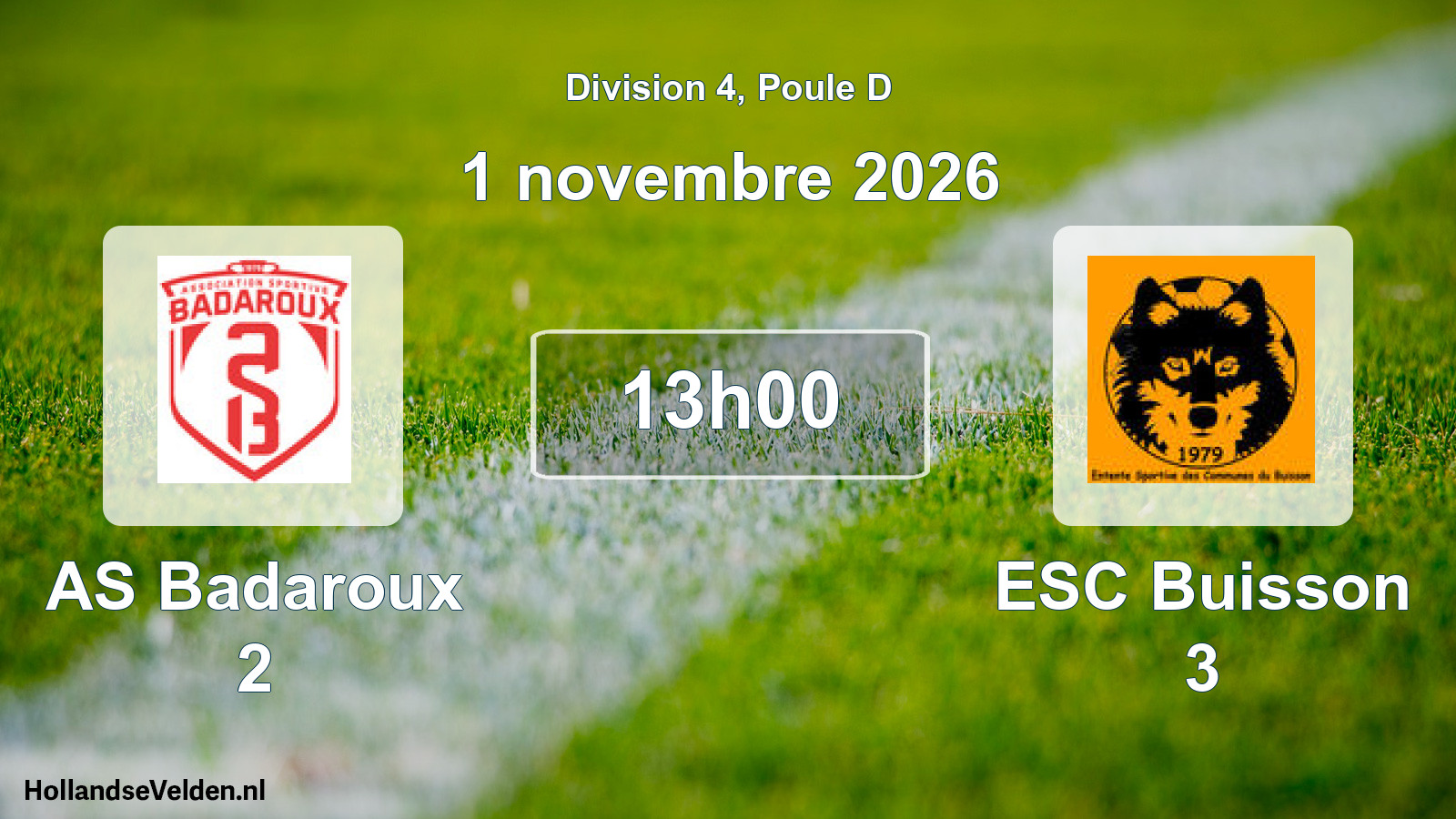 Match programmé: AS Badaroux 2 - ESC Buisson 3 (1 novembre 2026)
