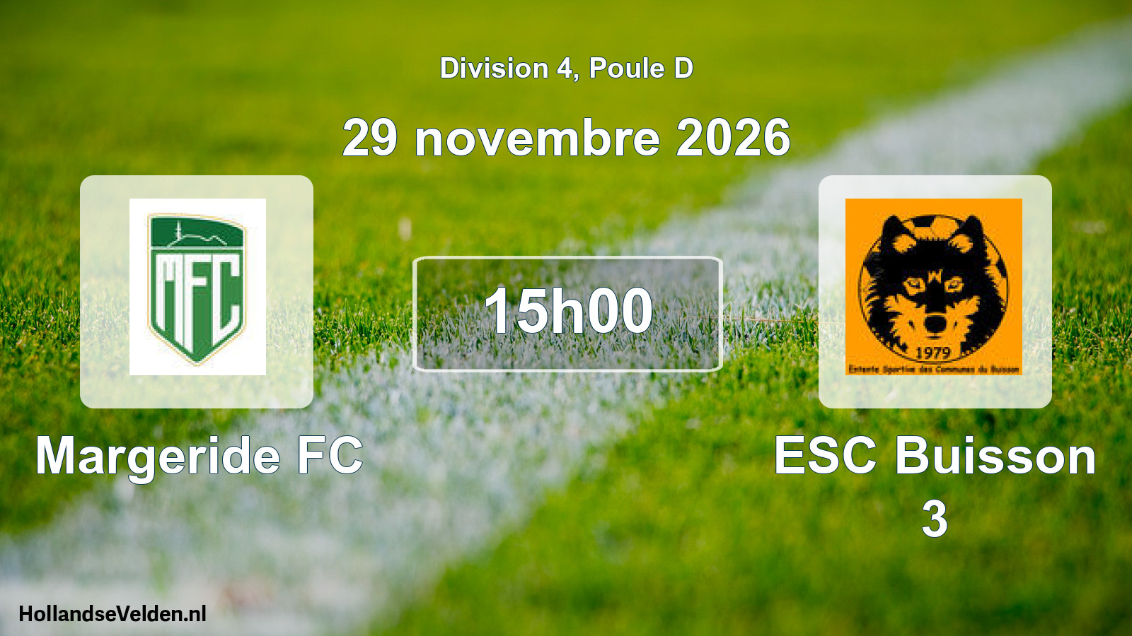 Match programmé: Margeride FC - ESC Buisson 3 (29 novembre 2026)