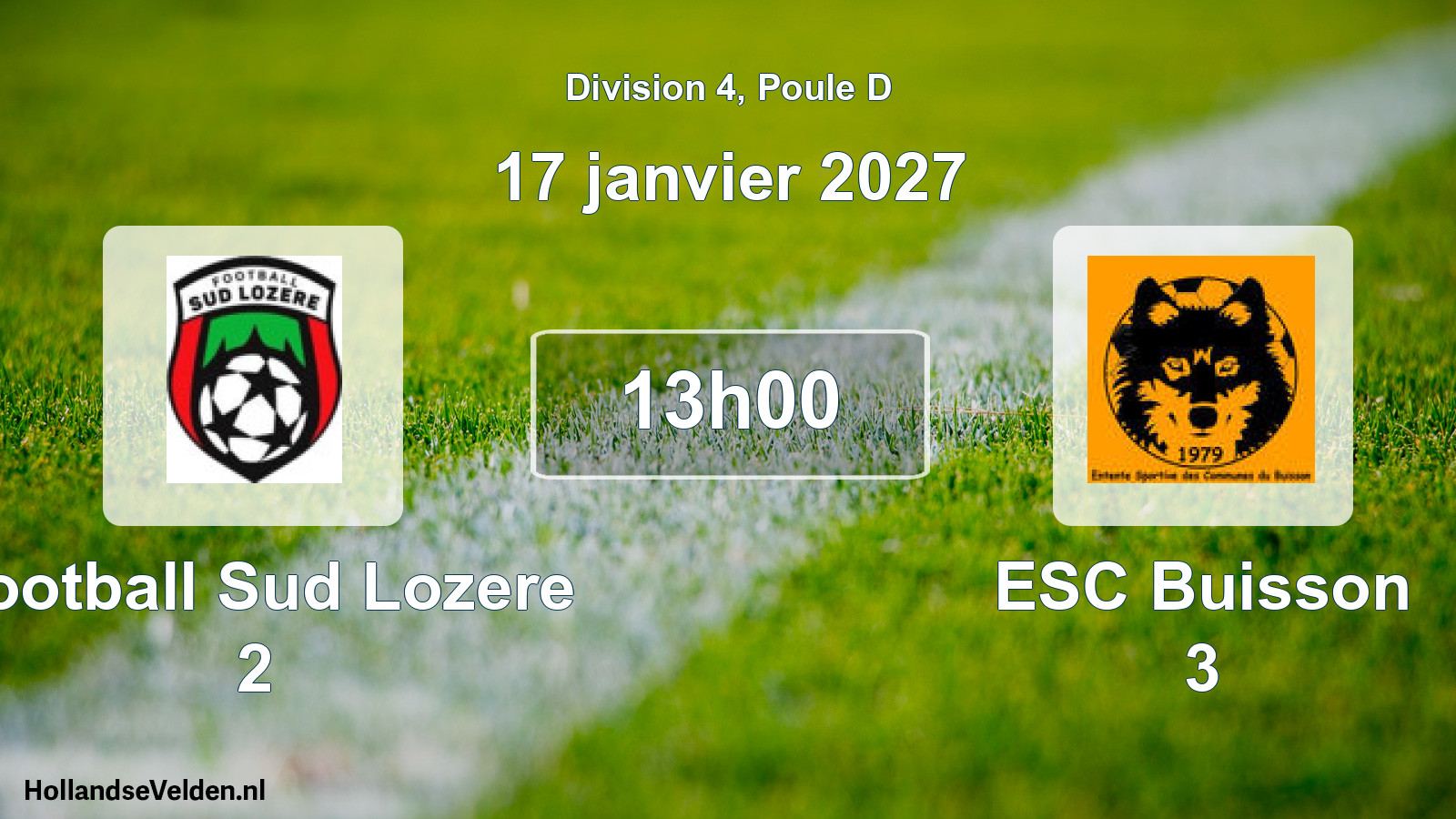 Match programmé: Football Sud Lozere 2 - ESC Buisson 3 (17 janvier 2027)