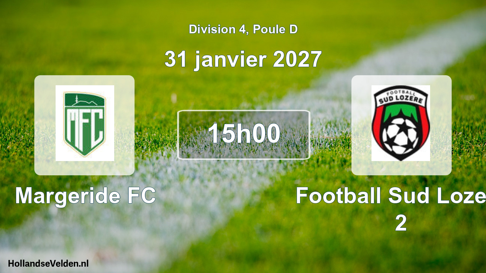 Match programmé: Margeride FC - Football Sud Lozere 2 (31 janvier 2027)