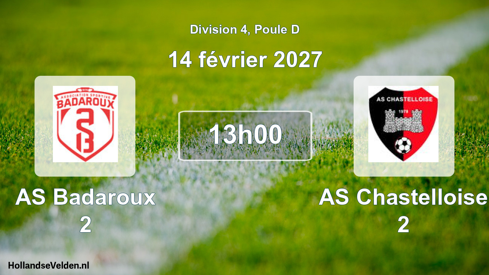 Match programmé: AS Badaroux 2 - AS Chastelloise 2 (14 février 2027)