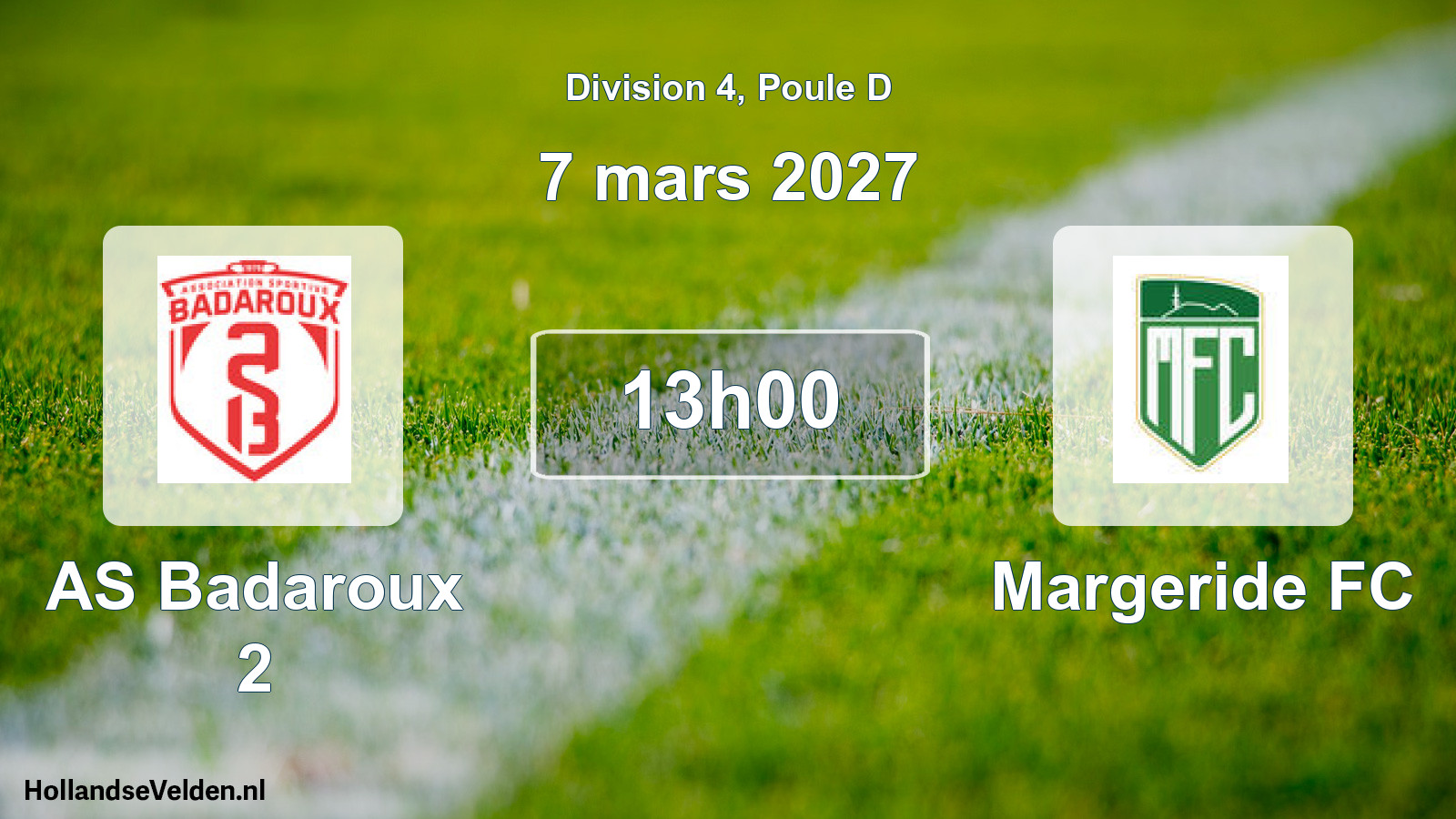 Match programmé: AS Badaroux 2 - Margeride FC (7 mars 2027)