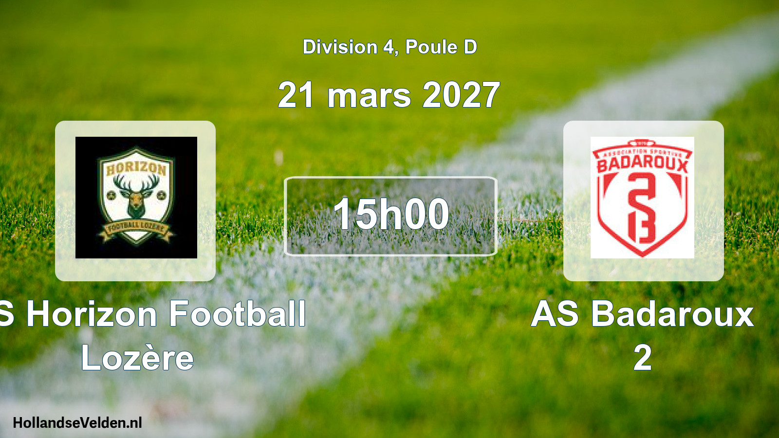 Match programmé: AS Horizon Football Lozère - AS Badaroux 2 (21 mars 2027)