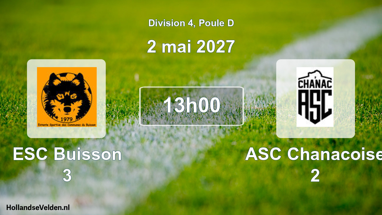 Match programmé: ESC Buisson 3 - ASC Chanacoise 2 (2 mai 2027)