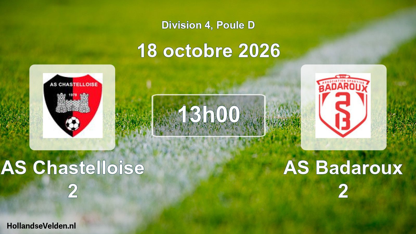 Match programmé: AS Chastelloise 2 - AS Badaroux 2 (18 octobre 2026)