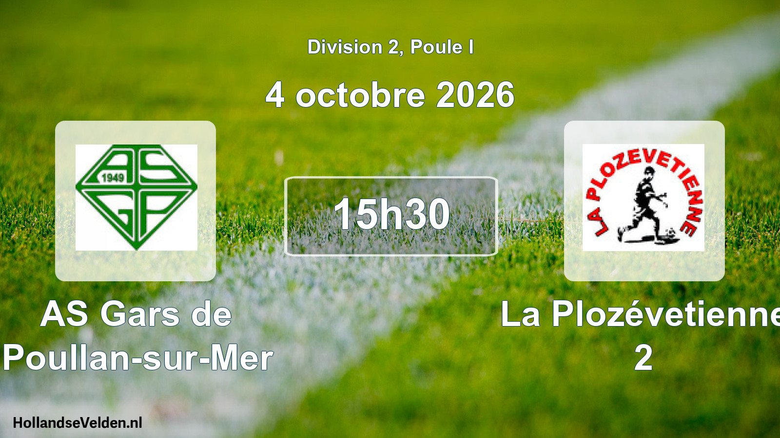 Match programmé: AS Gars de Poullan-sur-Mer - La Plozévetienne 2 (4 octobre 2026)