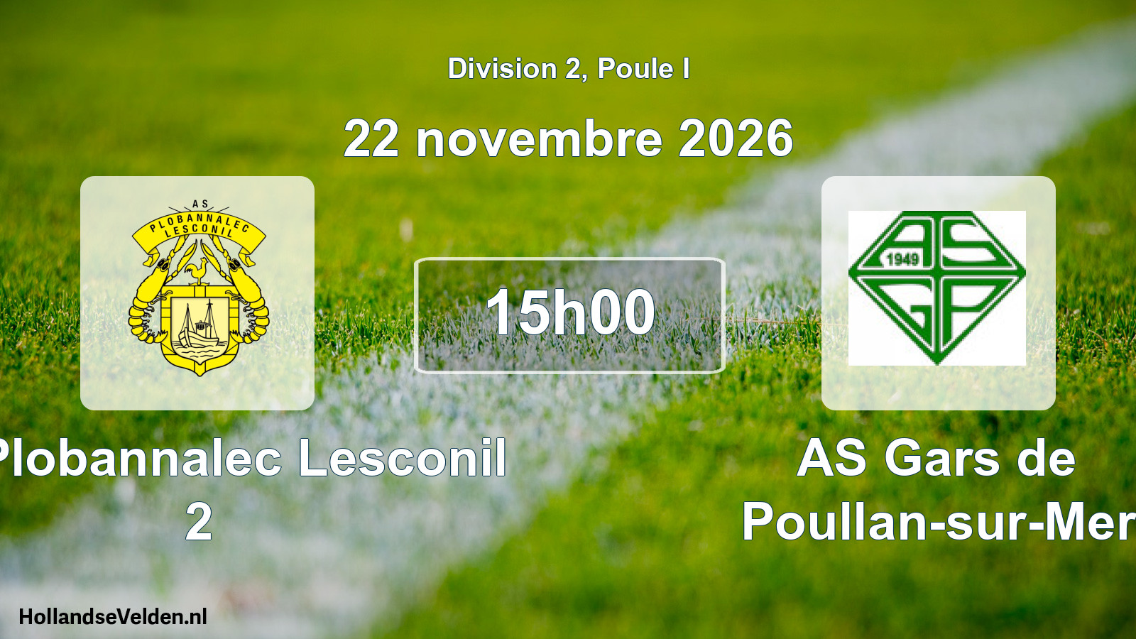 Match programmé: AS Plobannalec Lesconil 2 - AS Gars de Poullan-sur-Mer (22 novembre 2026)