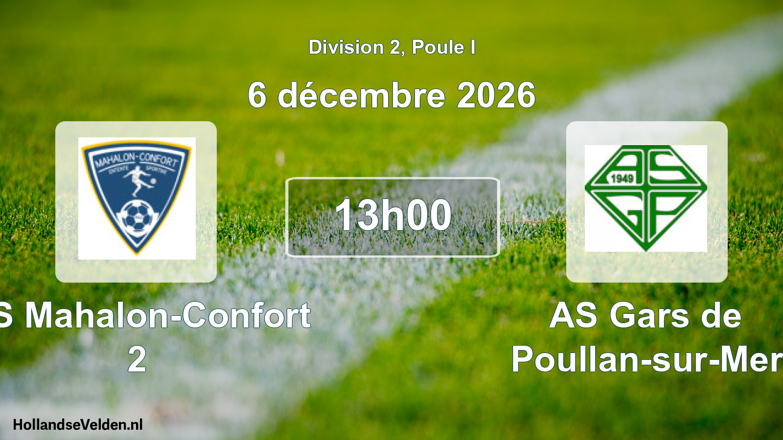 Match programmé: ES Mahalon-Confort 2 - AS Gars de Poullan-sur-Mer (6 décembre 2026)