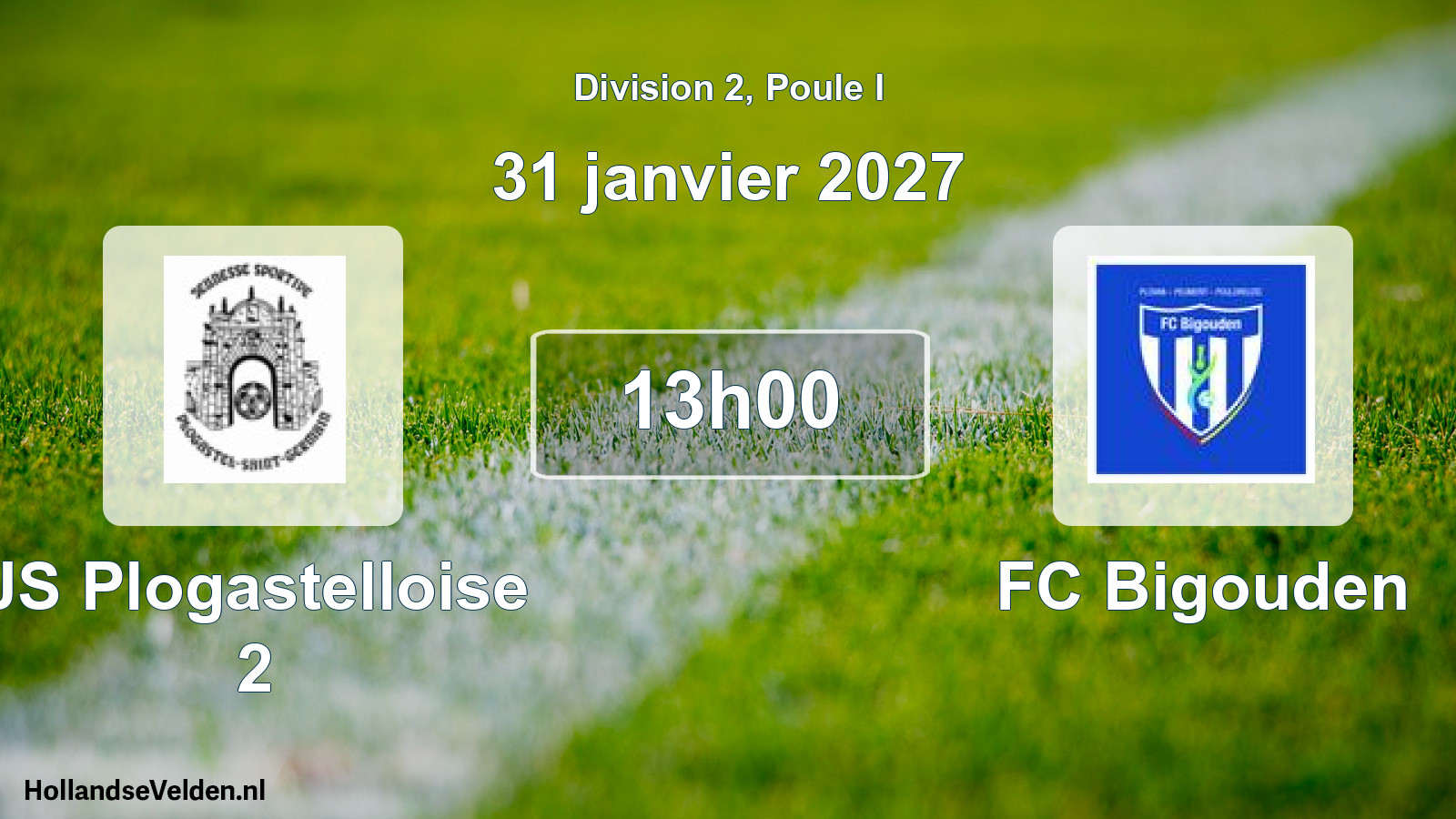 Match programmé: JS Plogastelloise 2 - FC Bigouden (31 janvier 2027)