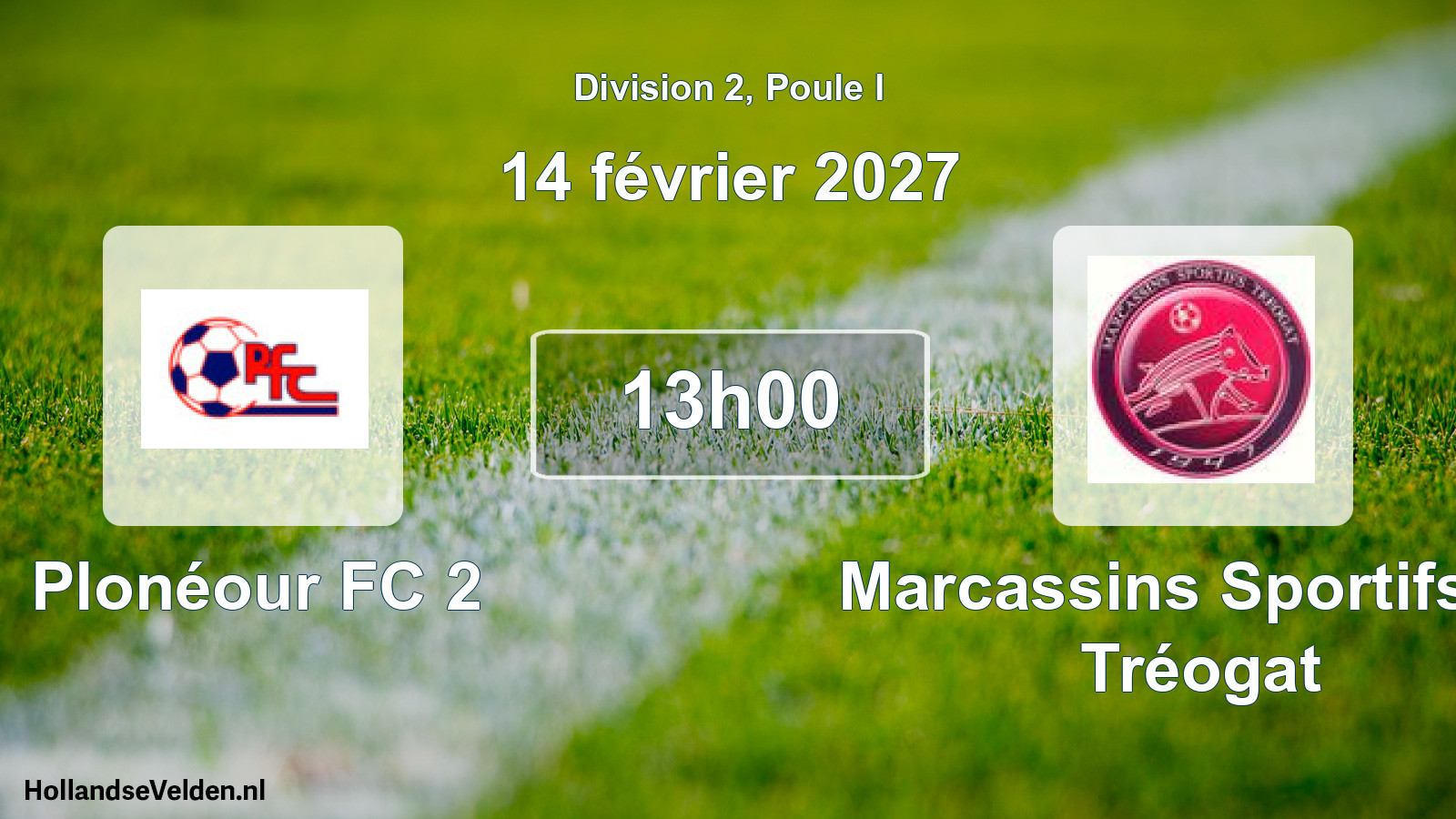 Match programmé: Plonéour FC 2 - Marcassins Sportifs de Tréogat (14 février 2027)