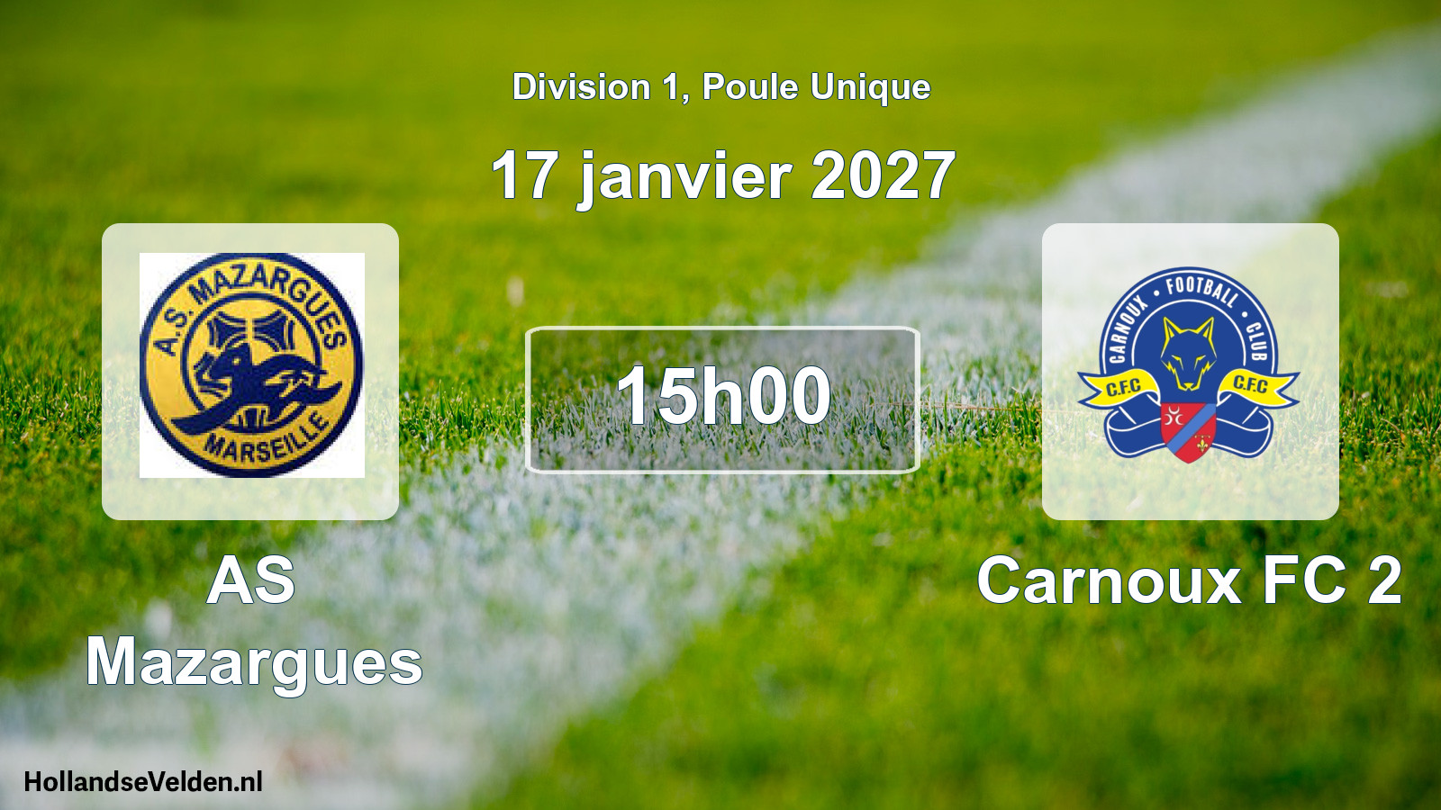 Match programmé: AS Mazargues - Carnoux FC 2 (17 janvier 2027)